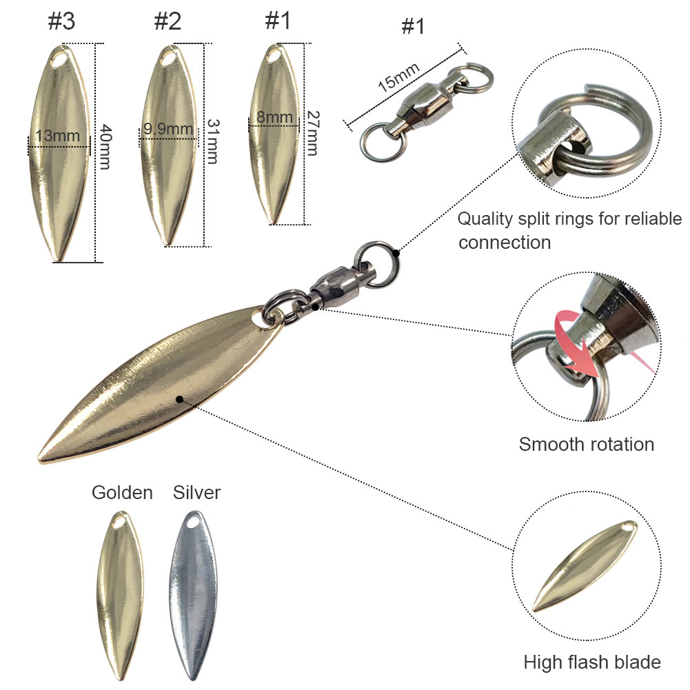 10pcs Willowleaf Blades Spinne - đánh giá và giá Fishing Lure Blade Bait