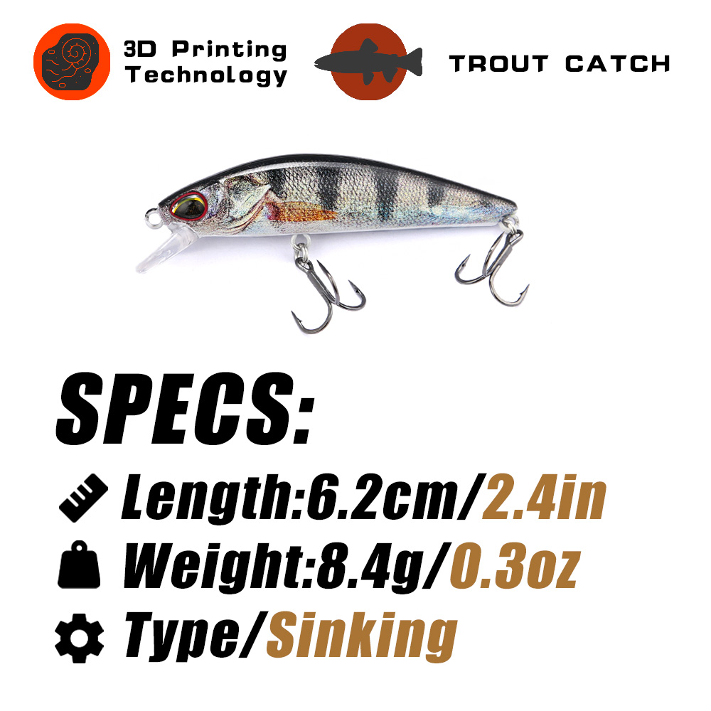 B&U 62mm 8.4g Sinking Minnow W - đánh giá và giá Fishing Lure Jerkbait